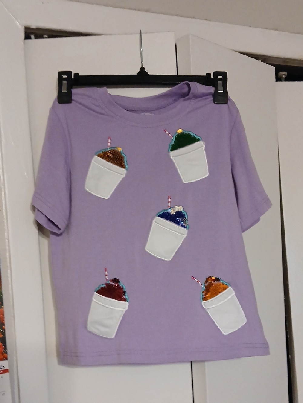 Girls' Lavender Sequin Shaved Ice Short Sleeve Tee